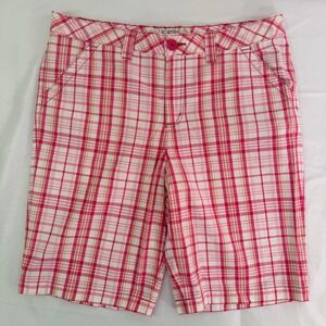 LFL 1982 Pink Plaid Bermuda Shorts Womens 12 Cotton Preppy Checkered SKU 460